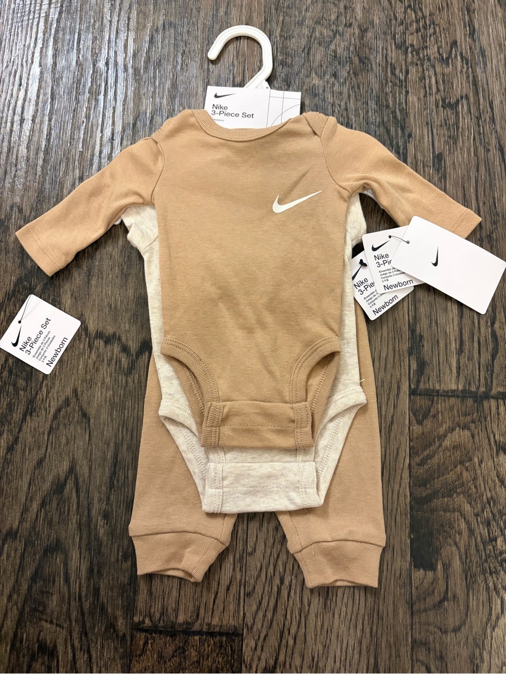 Nike Tan & Cream 3-Piece Baby One-Piece Set